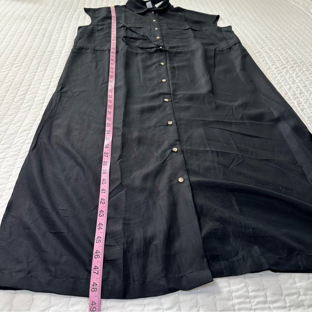 NWT Old Navy Sleevesless Utility Black Midi Dress with Buttons and Side sSlit - Picture 7 of 12